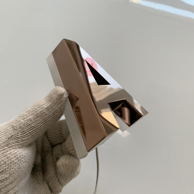 Signe rétro-éclairé en métal rouille en acier de lettres de Rose Gold Mirror Backlit Stainless d'anti