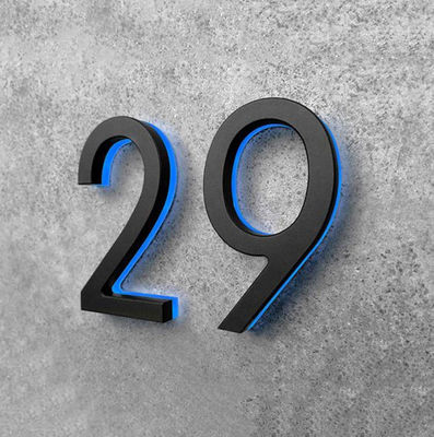 Plaques minéralogiques de porte d'hôtel de signe de numéro de maison de miroir d'or DC12V