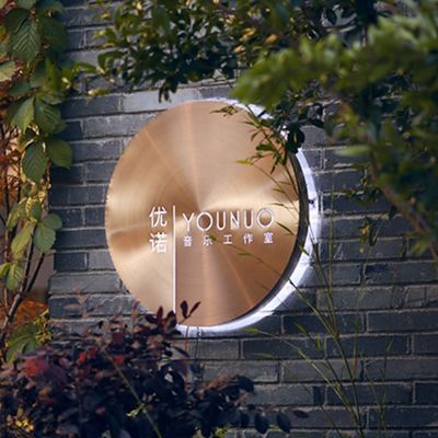 L'acier inoxydable en métal autour du logo fait sur commande mené 3d de caisson lumineux a illuminé