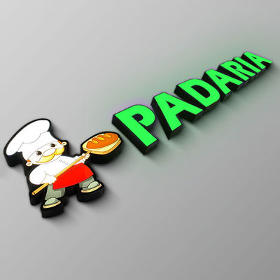 IP65 a gravé le logo en refief de lettre lumineux par signe avant acrylique en métal de magasin