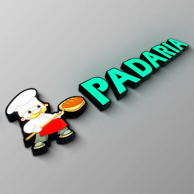 IP65 a gravé le logo en refief de lettre lumineux par signe avant acrylique en métal de magasin